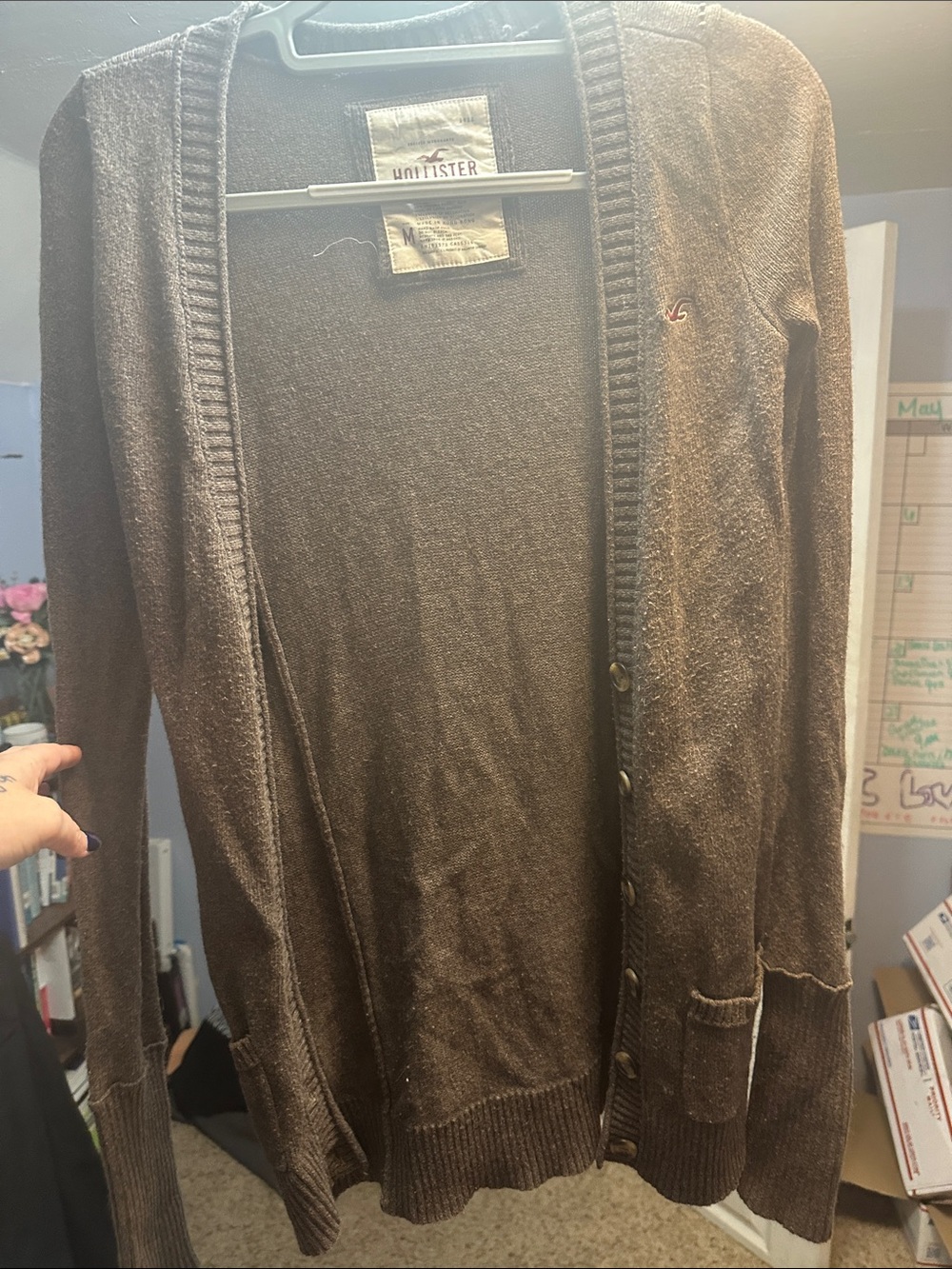 Hollister Women’s Dark Brown Button-Front Cardigan